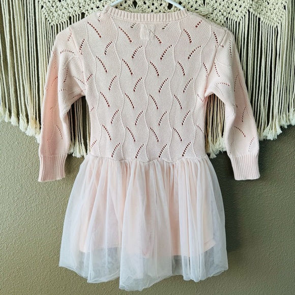 Raised By Water Baby Pink Pointelle Knit Sweater Tulle TUTU Dress H - Picture 2 of 7